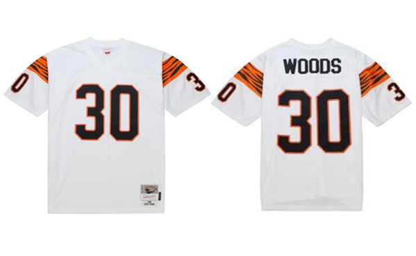 Men's White Cincinnati Bengals #30 Ickey Woods 1988 Stitched Jersey